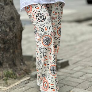 شلوار لینن طرح هندسی