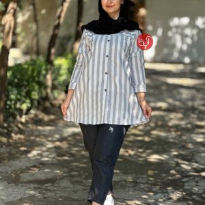 مانتو راه راه جلو دکمه ۷۶