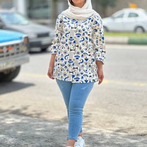 مانتو لینن طرح هندسی 09
