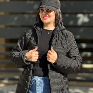 کاپشن کلاهدار مشکی ۶۳۷